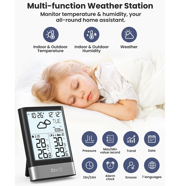 Thermometer Hygrometer Wireless Temperature And Humidity Monitor Home Professional Digital Weather Station