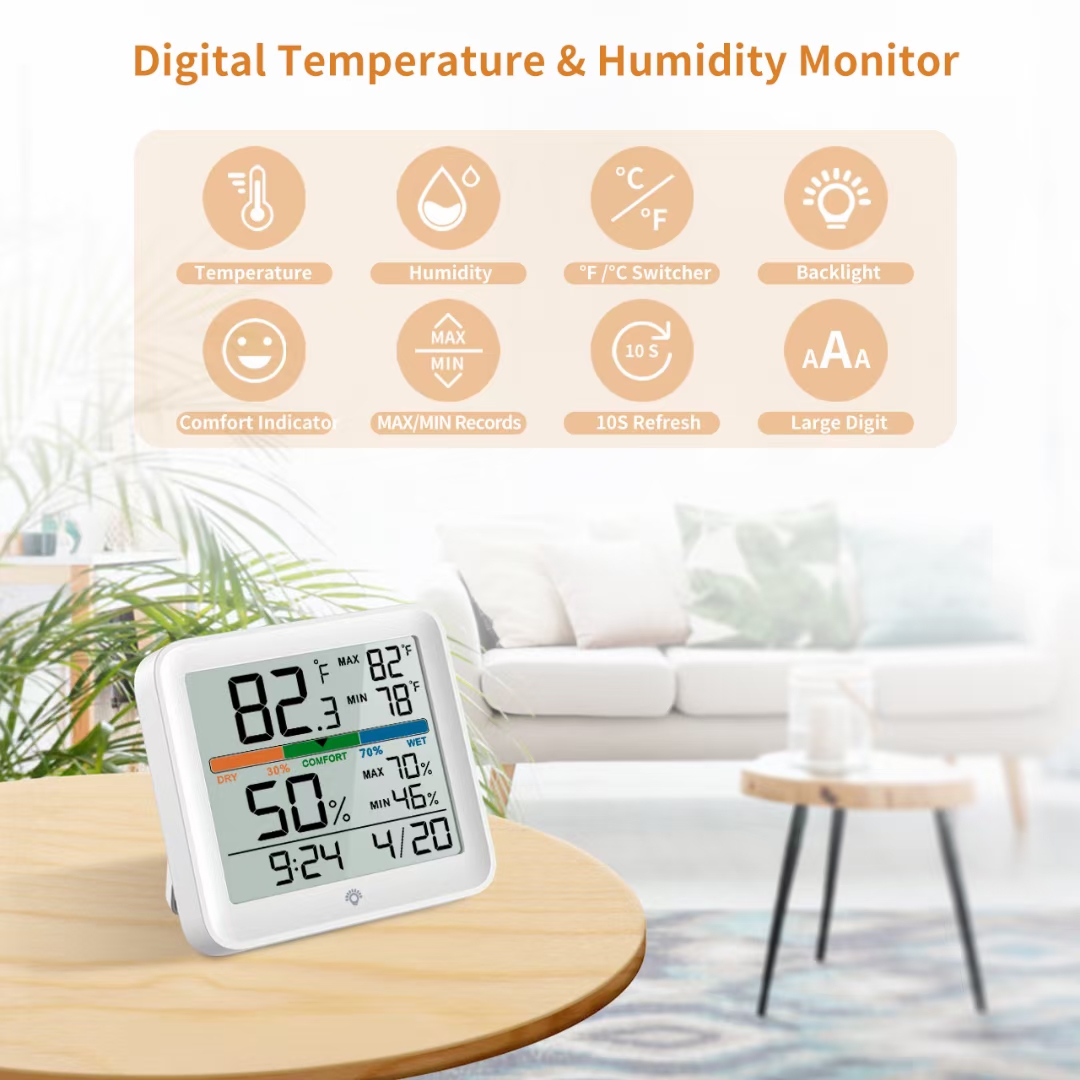 Touch Screen Digital Thermometer Hygrometer Baby Room Thermometer