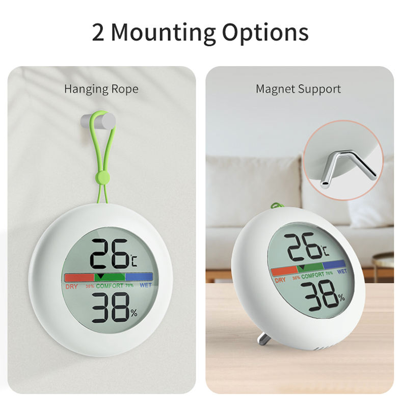 Digital Indoor Room Round Thermometer and Hygrometer Gauge with Temperature Humidity Monitor