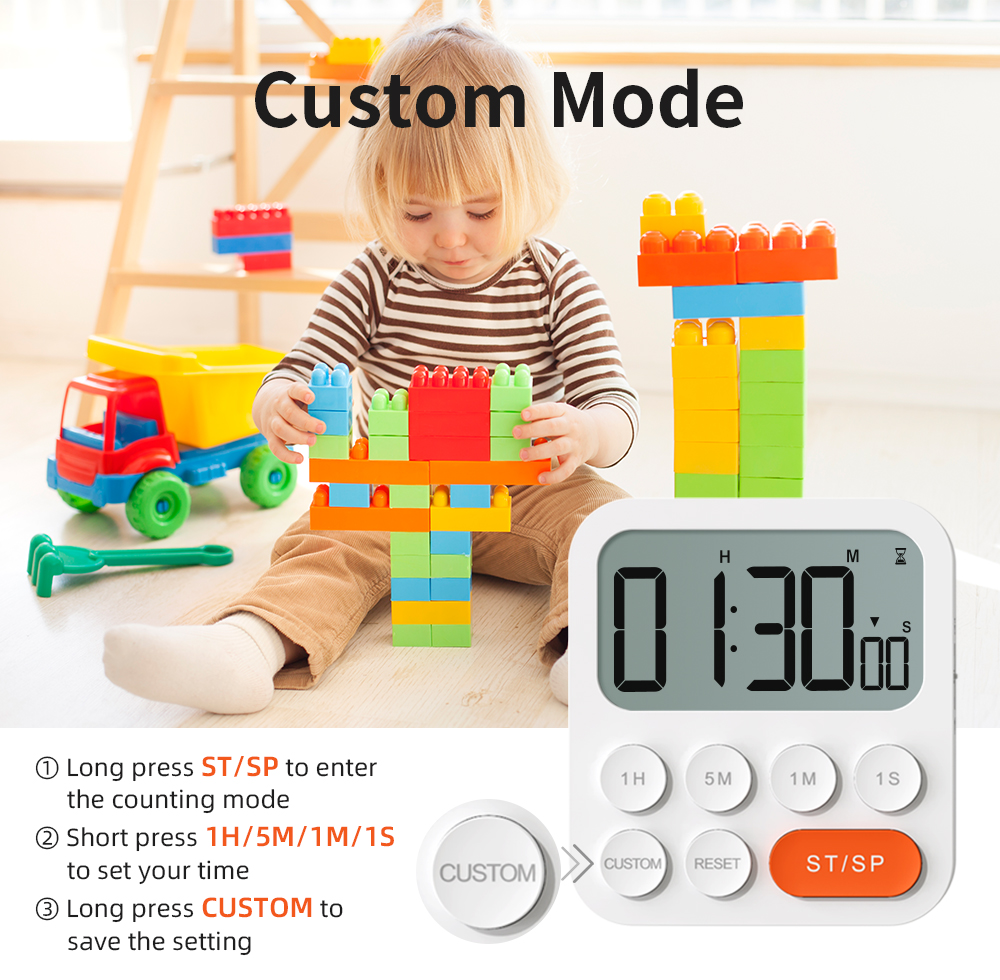 Hot selling LCD digital screen timer with large buttons and easy operation Clock kitchen timer with magnetic suction