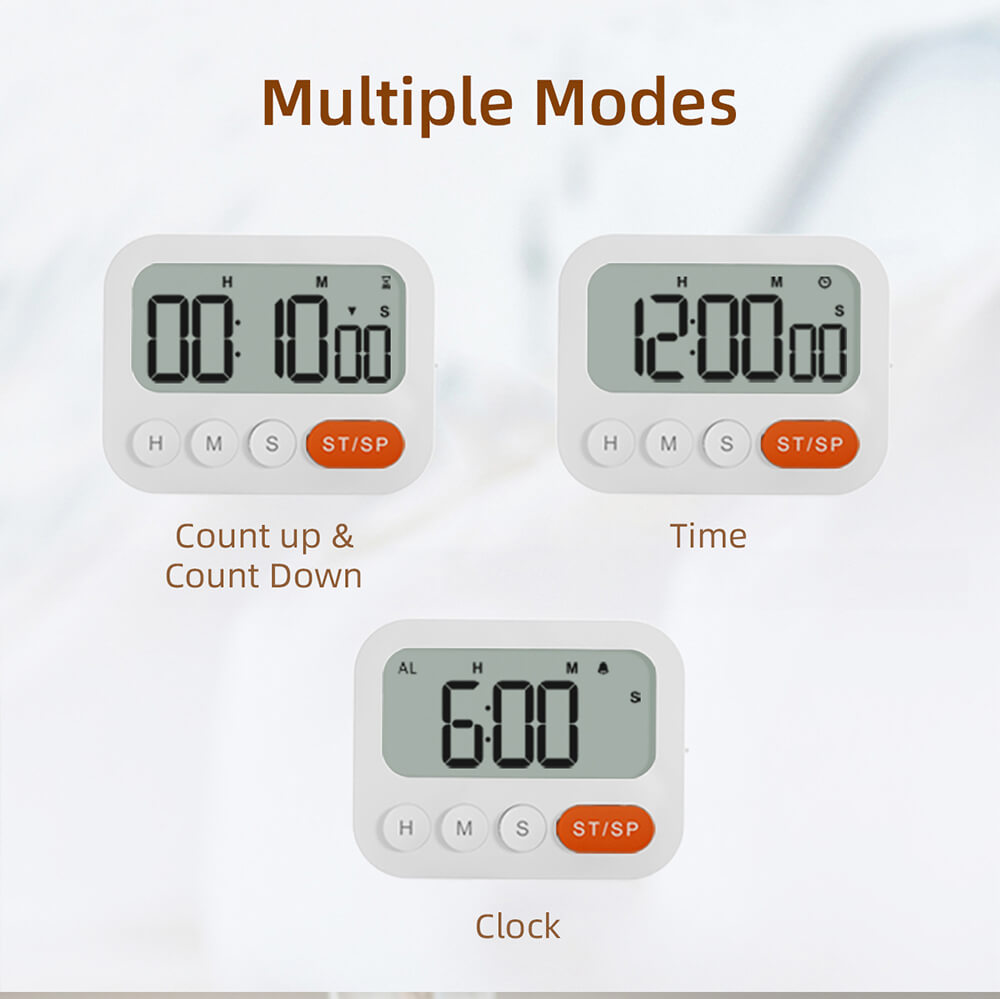 Multi-function large LCD digital kitchen timer with clock function, long-term setting, easy to operate, simple, for cooking, studying, training, sports