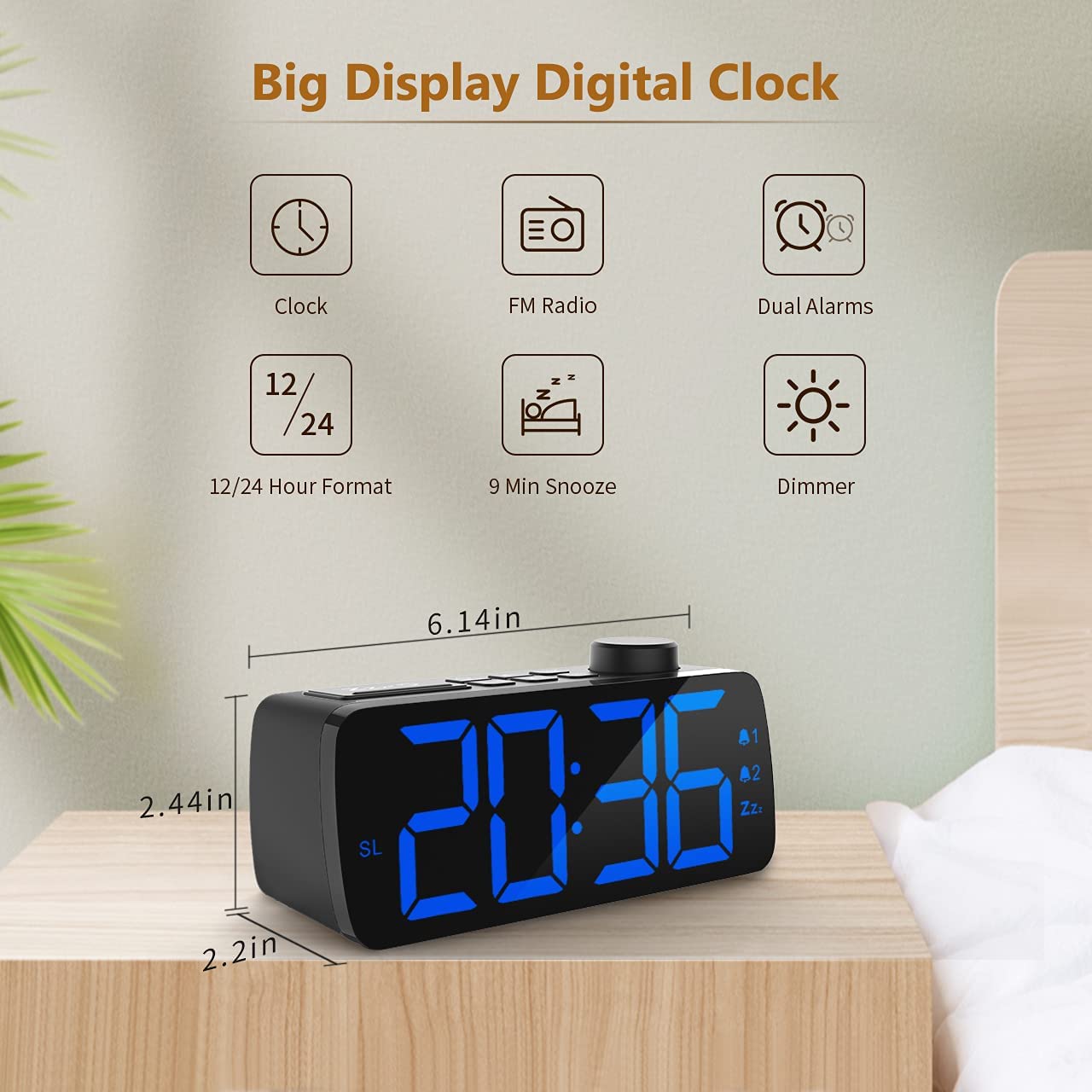 Modern Electronic Table Desktop Brightness Adjustable Twin Bell Radio Alarm Clock Manufacturers