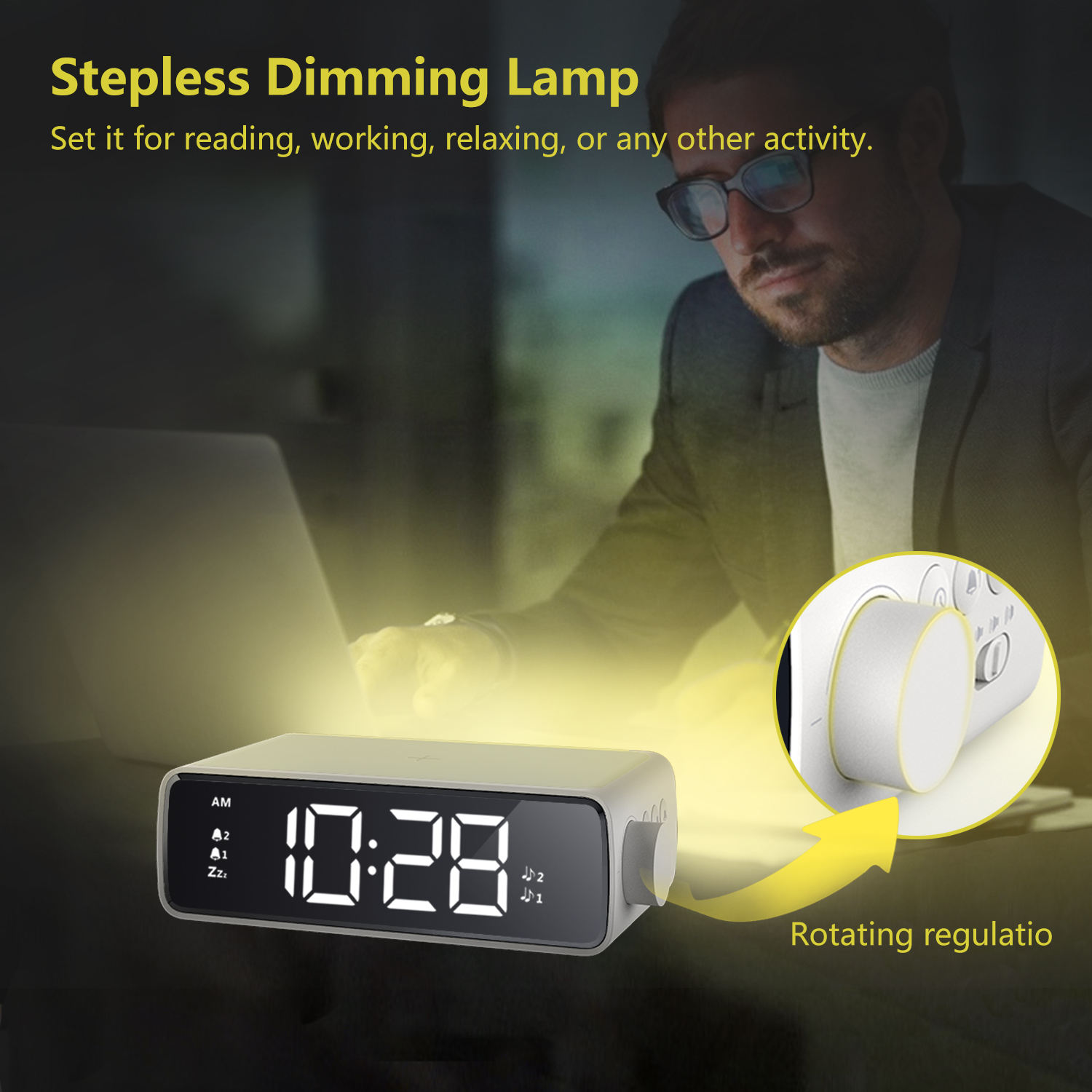 Alarm Clock with Wireless Charging Pad, Sleep Timer, 15W Wireless Charger for iPhone Additional USB Port