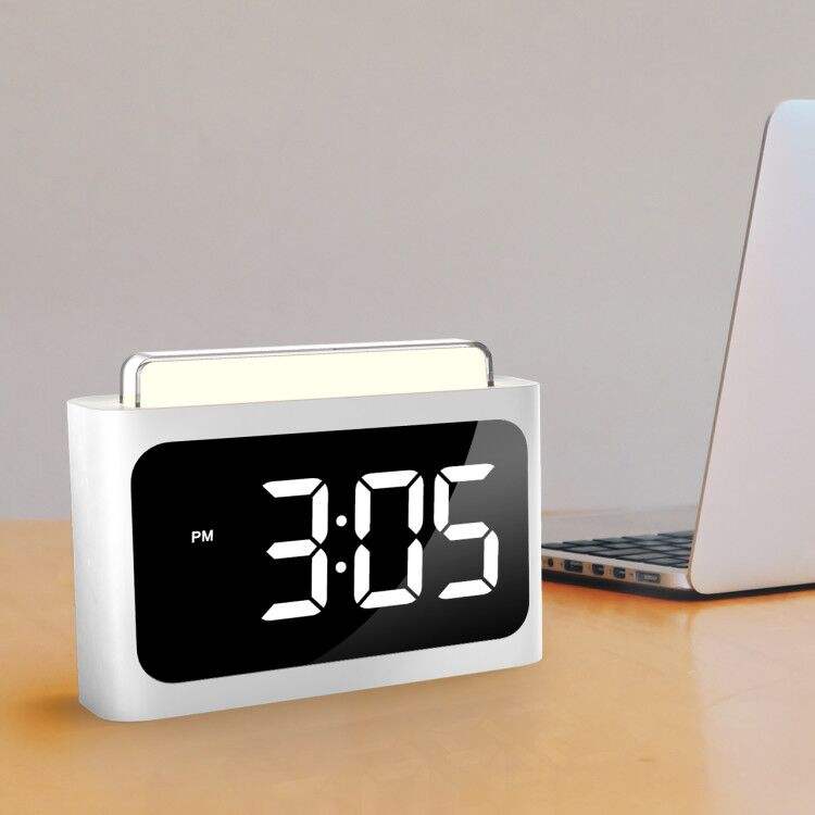 Digital Bedside Alarm Clock with 8 Color Night Light: 4.72in LED Screen with Dual Loud Alarm, Snooze, 12/24H, Adjustable Volume and Brightness, Mains Powered Clock for Adults Seniors Kids