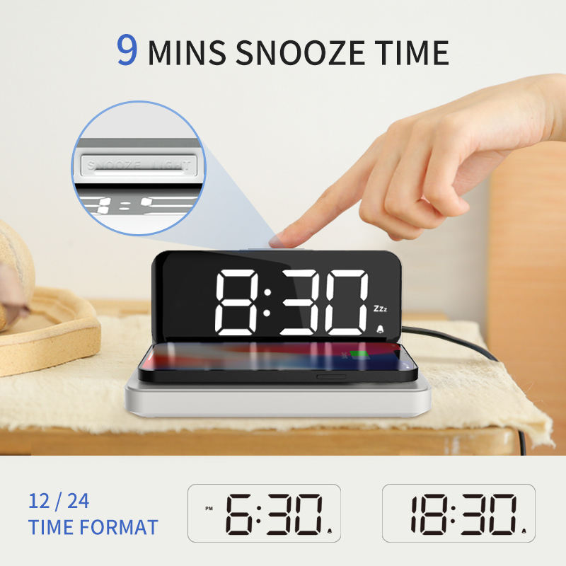 Alarm Clock Fast Charge Wireless Alarm Clock Charger Safe watch charger, harmless bedroom for home use