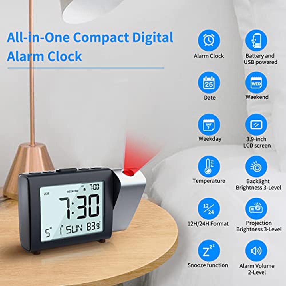 Lcd Digital Time Weekend Mode Calendar Function Classroom Table Desk Time Projection Alarm Clock