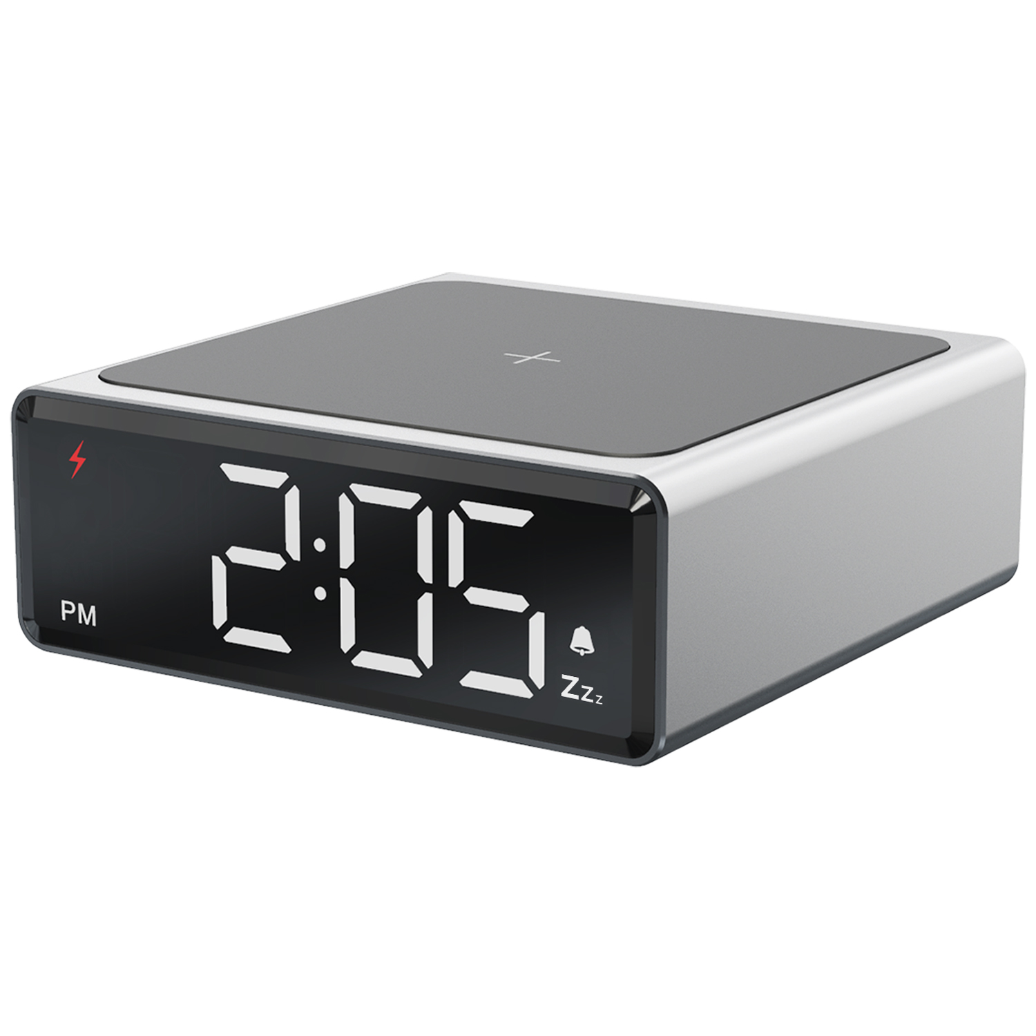 LEAD Small Metal Alarm Clock with Qi Wireless Charging Brand New Digital Alarm Clock,Multifunctional Alarm Simple Operation LED Full-Screen Display Electronic Clock