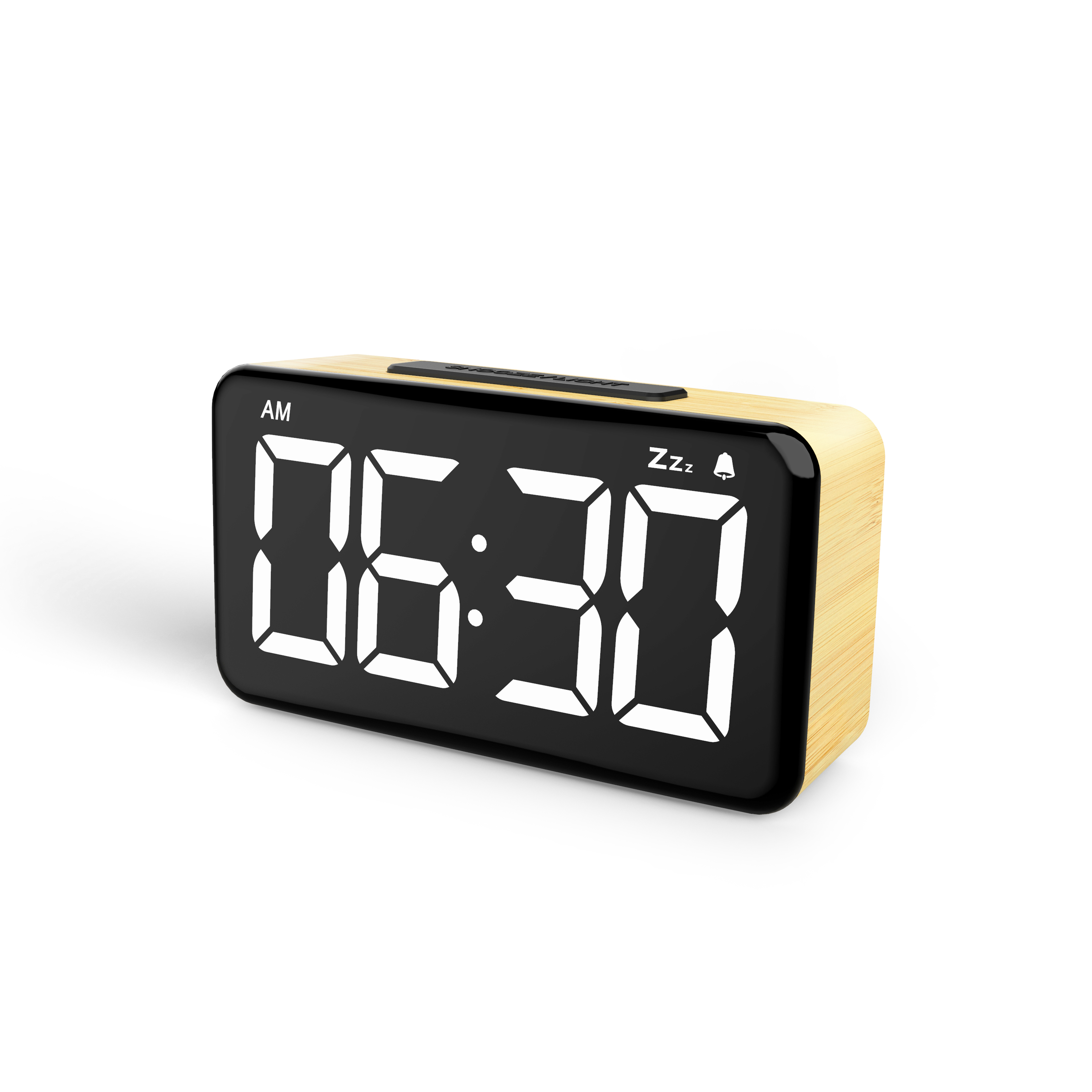 Digital Alarm Clock 6 Inch LED Digit Display Wood Grain Alarm Clock with Snooze Function, 6 Levels of Dimming Brightness, USB Rechargeable, Modern Minimalist Style Alarm Clock for Bedroom Decor, Desk, Bedside, Office