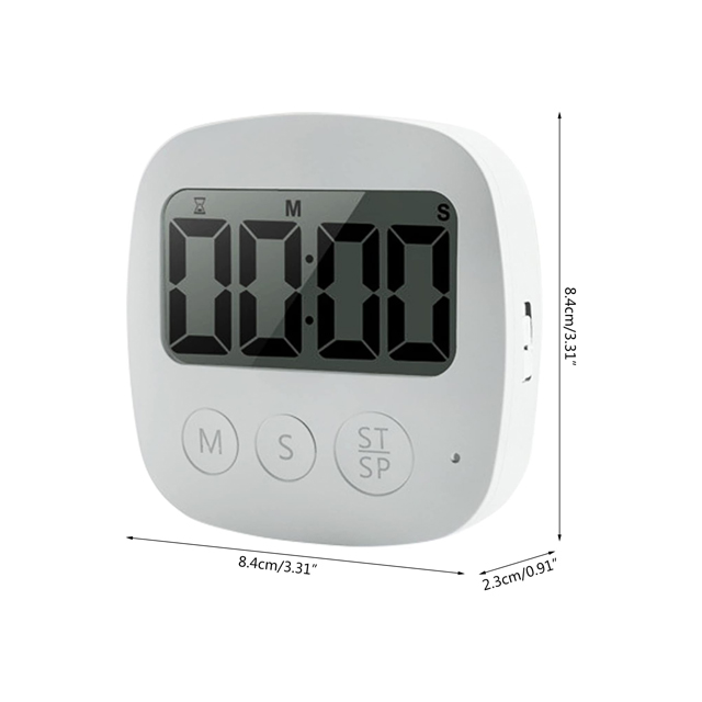 Kitchen Timer Digital Kitchen Timer Countdown Timer Stand Large LCD Display Simple Operation White 8.4x8.4cm Time Management Tool for Kids and Adults