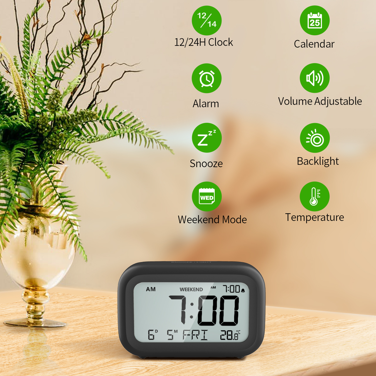 Creative Simple Alarm Clock, Cute LED Portable Temperature Mute Table Clock, For Bedroom, Toddler Students, Students, Students, Students, Students, Gift