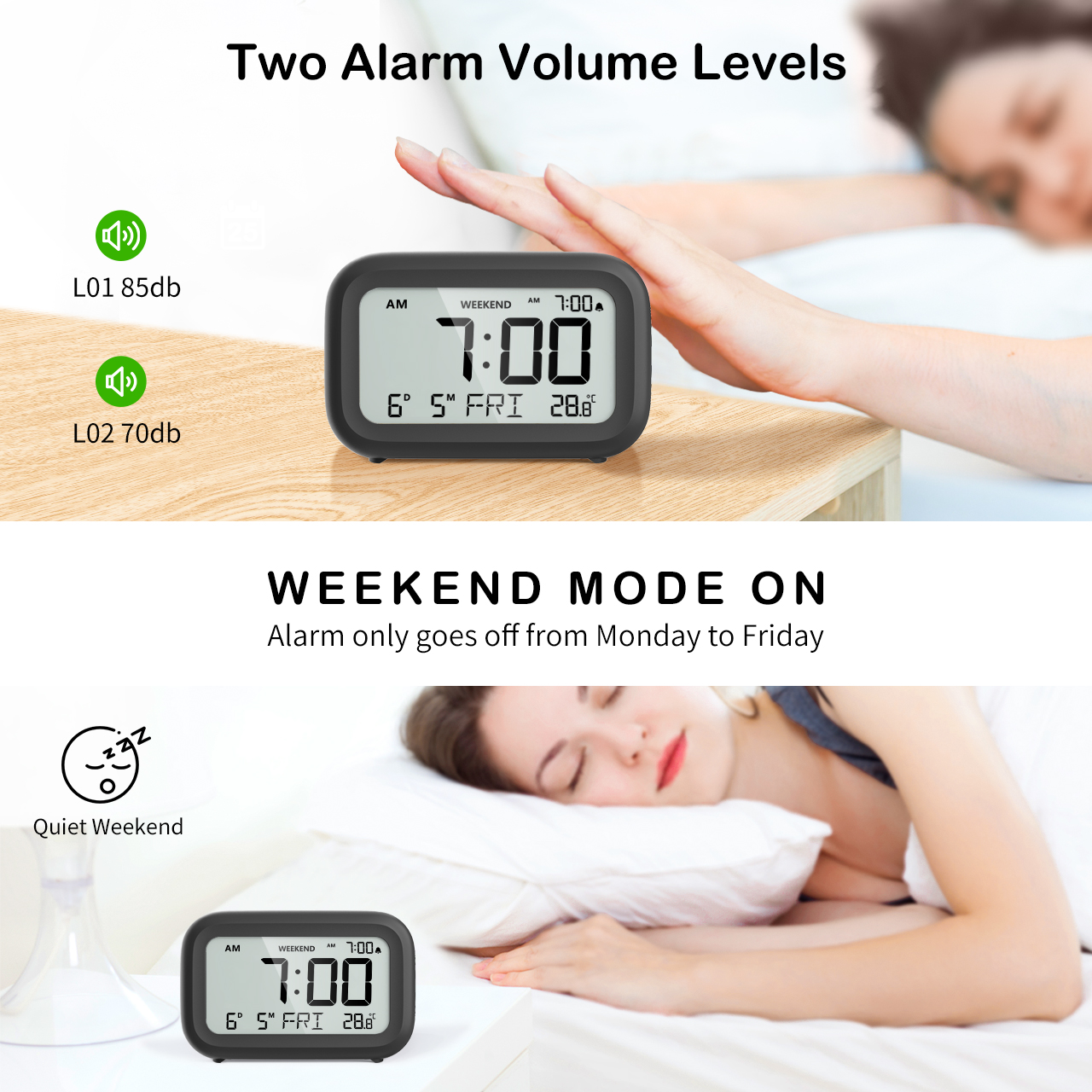 Creative Simple Alarm Clock, Cute LED Portable Temperature Mute Table Clock, For Bedroom, Toddler Students, Students, Students, Students, Students, Gift