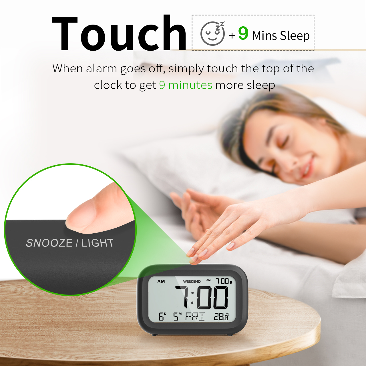 Creative Simple Alarm Clock, Cute LED Portable Temperature Mute Table Clock, For Bedroom, Toddler Students, Students, Students, Students, Students, Gift