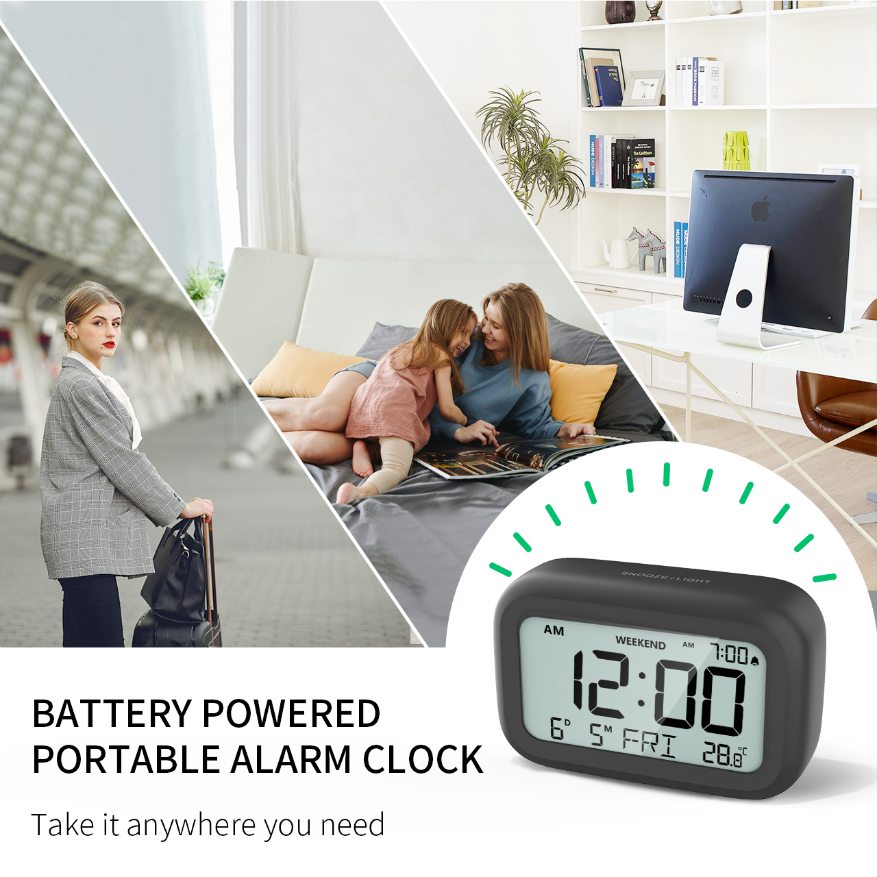 Creative Simple Alarm Clock, Cute LED Portable Temperature Mute Table Clock, For Bedroom, Toddler Students, Students, Students, Students, Students, Gift