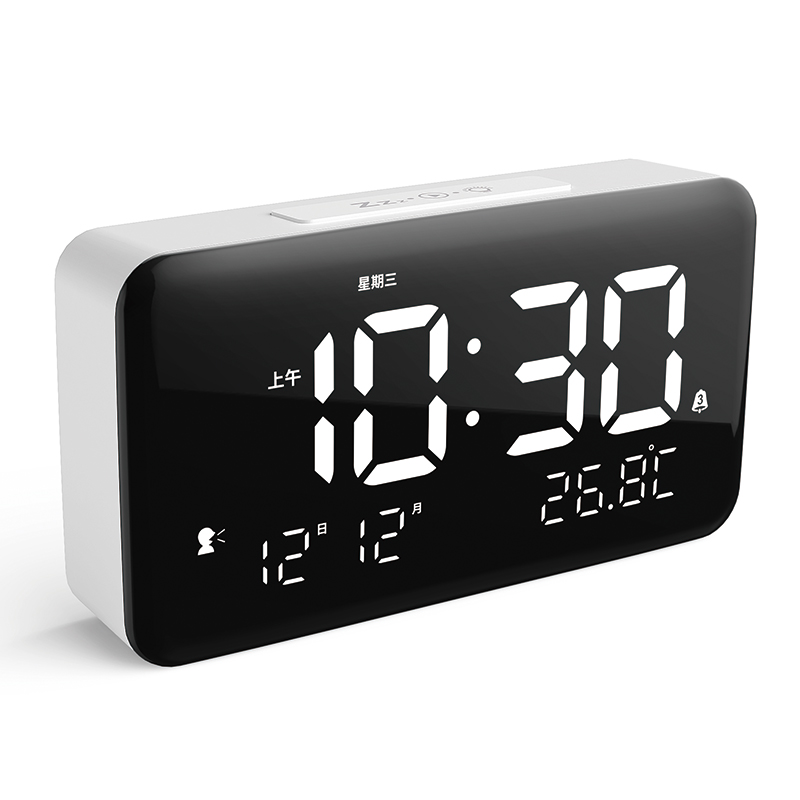 LED Clock for Bedroom, Digital Alarm Clock for Bedroom, Temperature/12/24H/Date Display, Brightness Control, Voice Control, Alarm Clock with Snooze Function, Home and Office Luganud