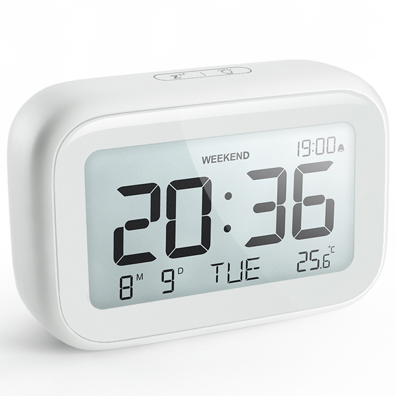 Digital Alarm Clock for Bedroom Travel Office - Modern Minimalist Style, LCD Display Adjustable Volume Snooze 12/24 Hour and Weekend Mode, Easy Setting