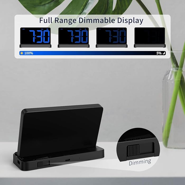 HAPTIME Digital LED Screen Alarm Clock with Dual USB Charging Port Brightness Sensor for Bedroom Table Desk