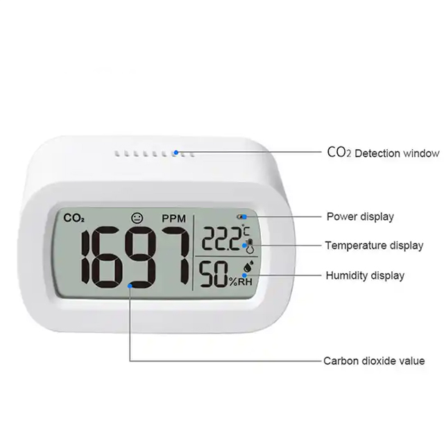 CO² air quality detector Accurate Carbon Dioxide, Temperature & Humidity Monitor