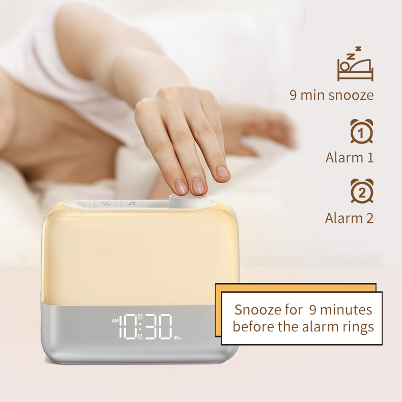 RGB Gradual sunrise Simulation alarm clock wake up light smart table clocks Adjustable Brightness Alarm Clock