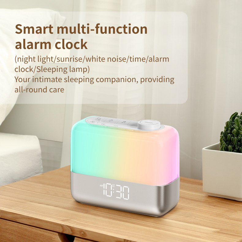 RGB Gradual sunrise Simulation alarm clock wake up light smart table clocks Adjustable Brightness Alarm Clock