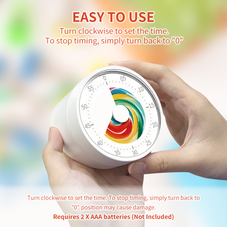 Desk Timer Kids Time Management Tools Visual Timer for Kids Durable Mechanical Clock Backing 60-Minute Visual Timer