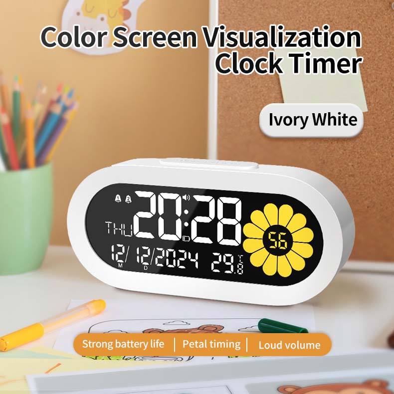 Fashion digital alarm clock VA screen dual alarm time/date/temperature display 12/24 hour format alarm clock for kids