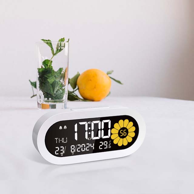 Fashion digital alarm clock VA screen dual alarm time/date/temperature display 12/24 hour format alarm clock for kids